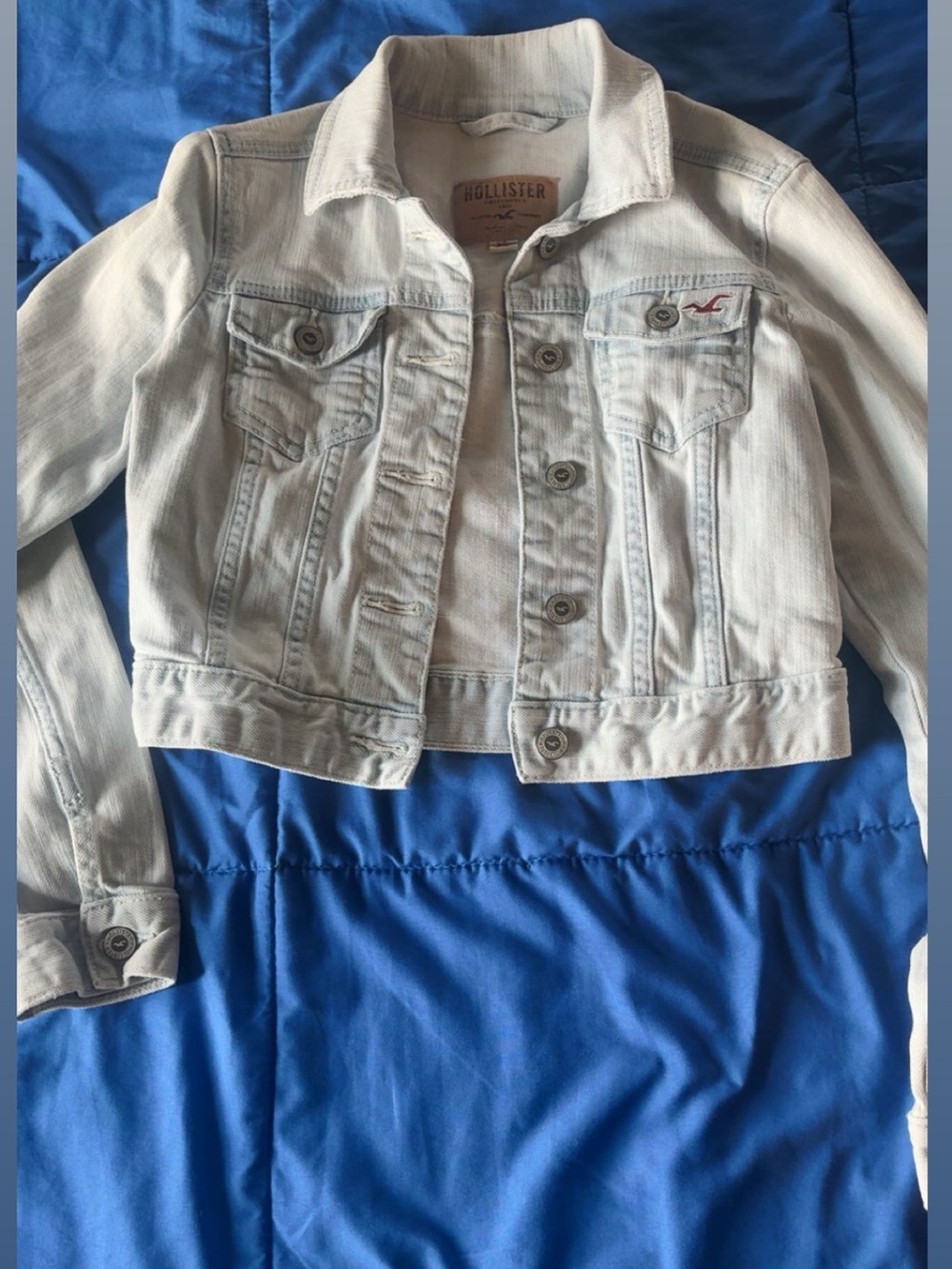 Hollister Light Wash Blue Cropped Denim Jacket